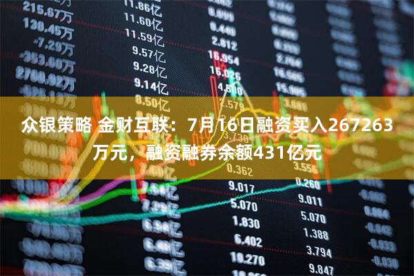 众银策略 金财互联：7月16日融资买入267263万元，融资融券余额431亿元